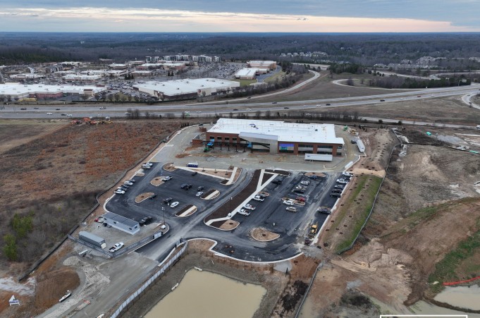 Aerial image of a medical office building under construction.